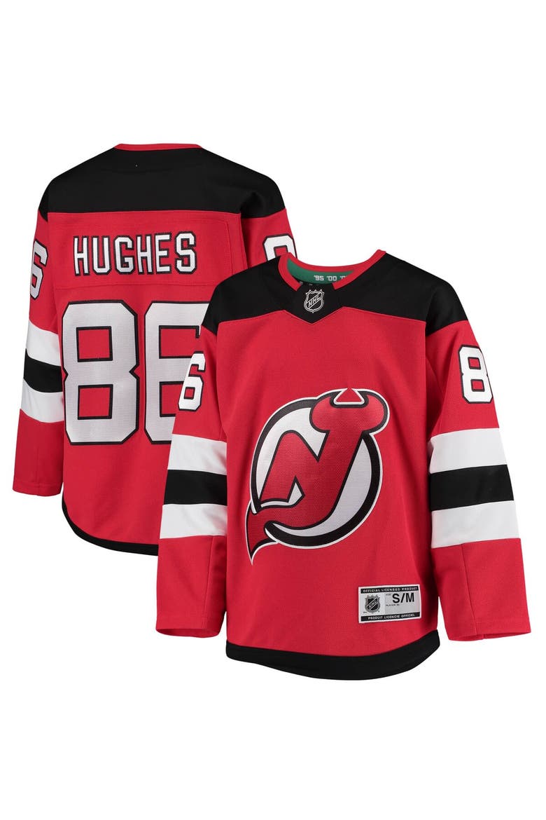 Youth Jack Hughes Red New Jersey Devils Home Premier Player Jersey, Main, color, Red