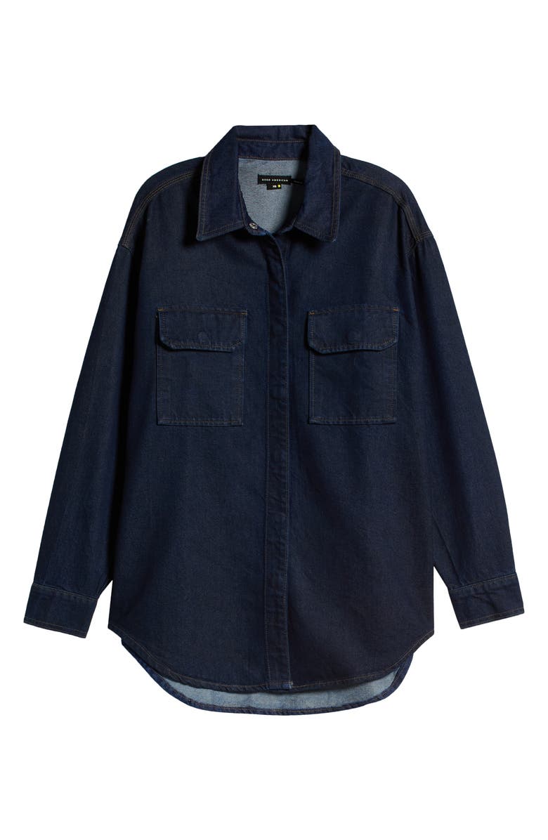 Good American Oversize Denim Shirt, Alternate, color, 