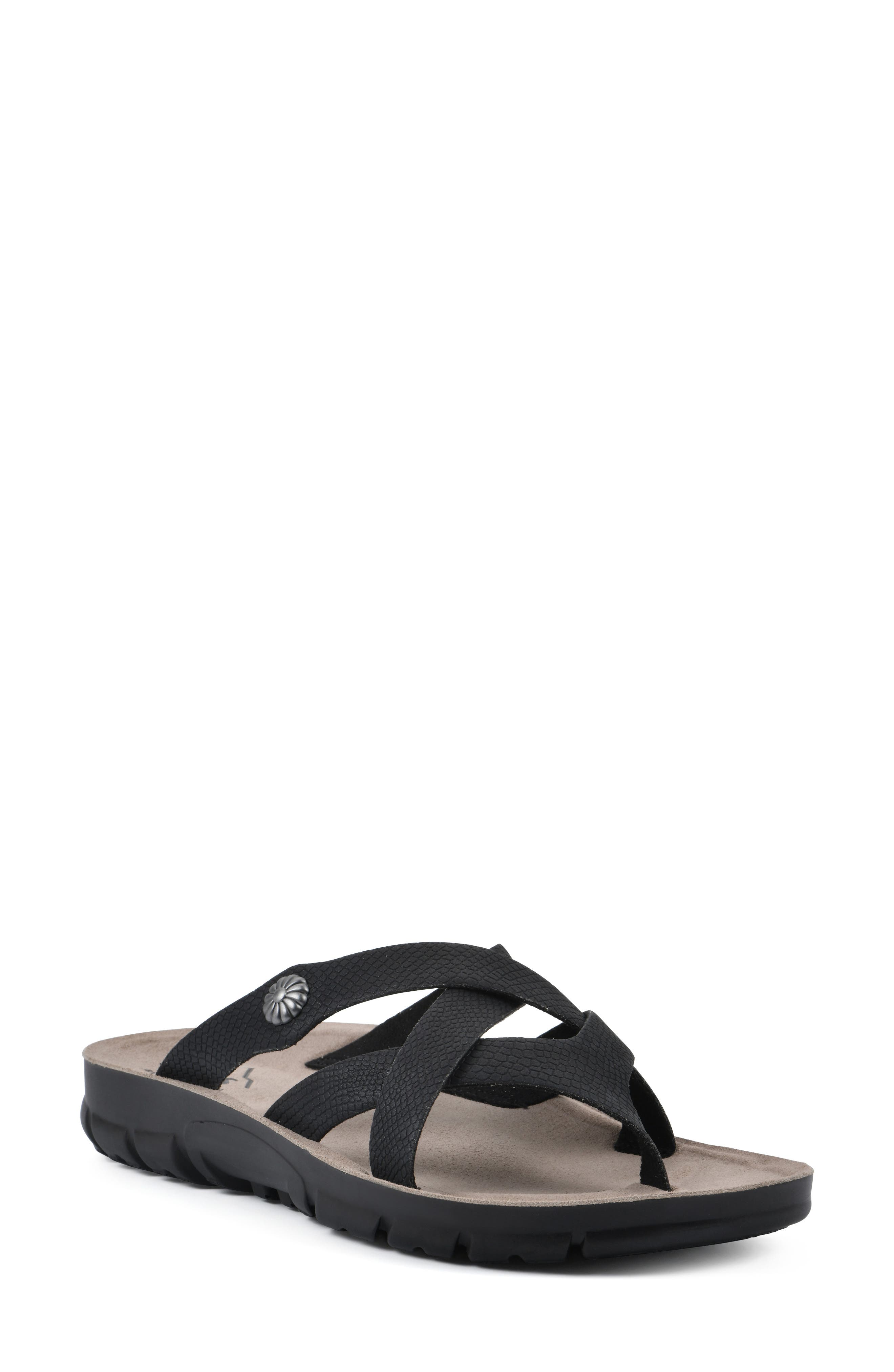 CLIFFS BY WHITE MOUNTAIN Bansky Thong Comfort Sandal, Main, color, Black Nubuck