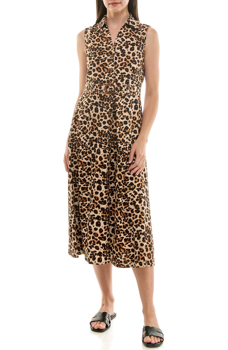 Nicole Miller Sleeveless Belted Shirtdress, Main, color,