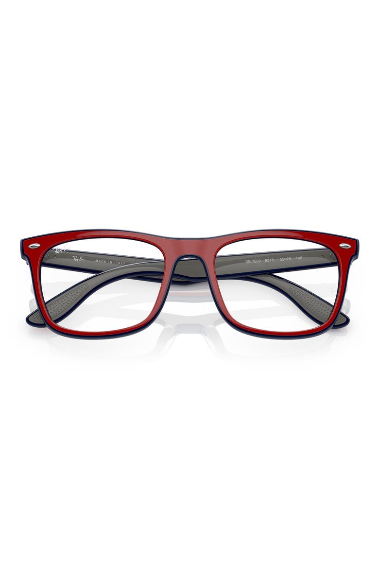 53mm Square Optical Glasses, Alternate, color, POLISHED RED/ BLUE/ GREY