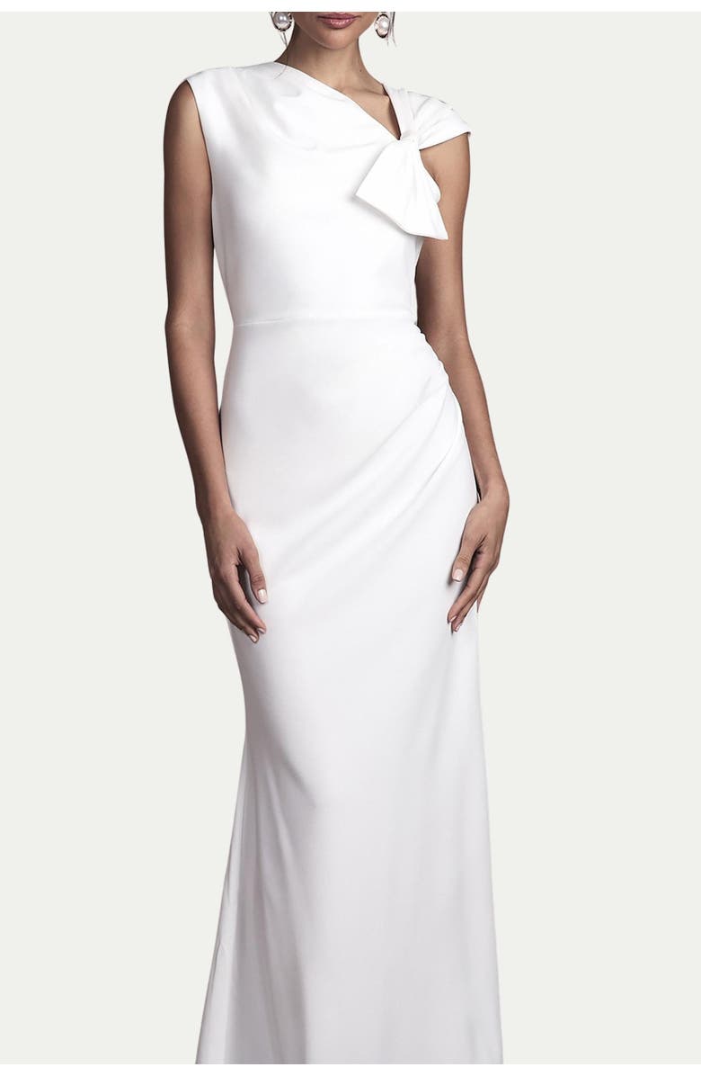 Coast Bow Detail Crepe Wedding Dress, Alternate, color, Ivory