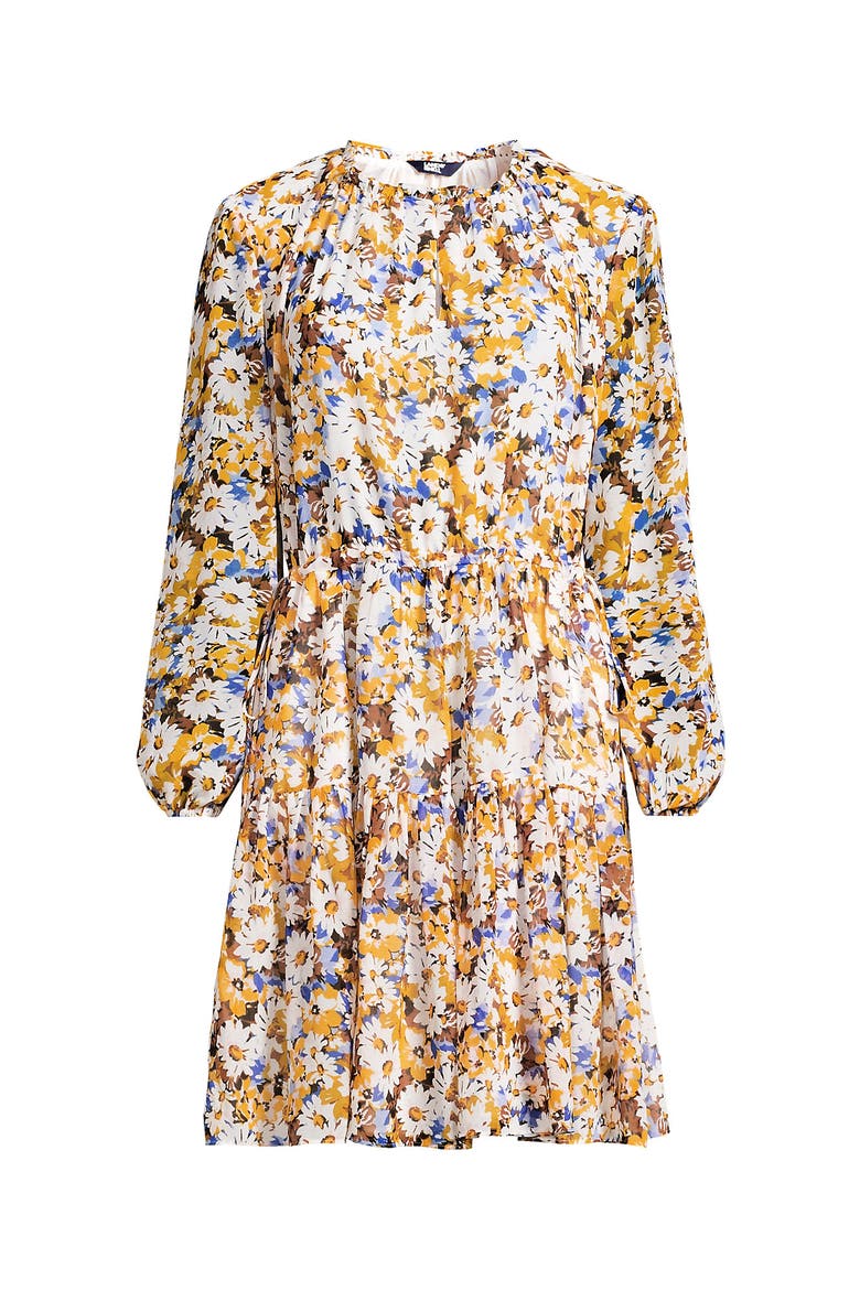 Chiffon Above the Knee Adjustable Dress, Alternate, color, Dijon Gold Daisy Floral