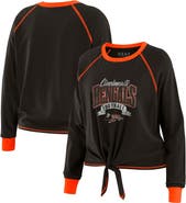 WEAR by Erin Andrews Women's WEAR by Erin Andrews Black/Orange Cincinnati Bengals Tie-Front Long Sleeve Top