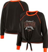 WEAR by Erin Andrews Women's WEAR by Erin Andrews Black/Orange Cincinnati Bengals Tie-Front Long Sleeve Top