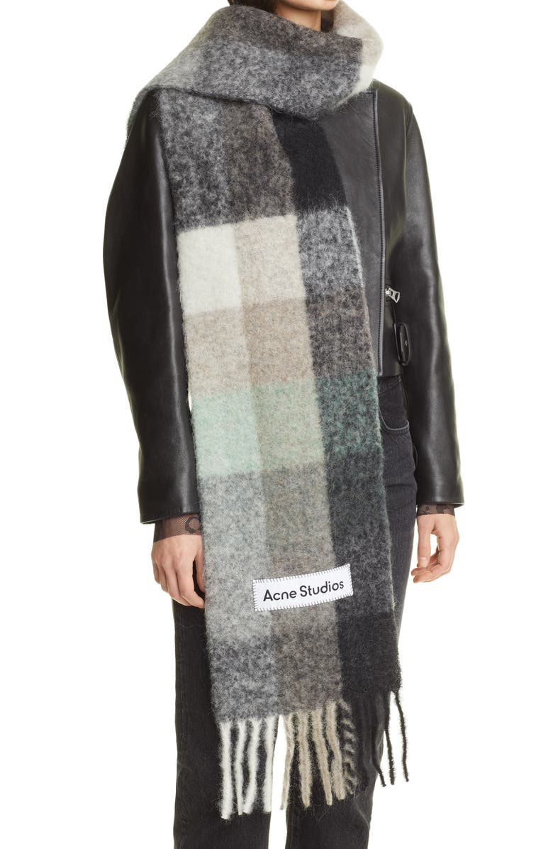Acne Studios Vally Plaid Alpaca, Wool 
Mohair Blend Scarf, Alternate, color, 