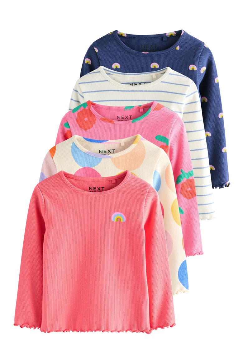 Kids' Assorted 5-Pack Long Sleeve Rib T-Shirts, Main, color, MULTI