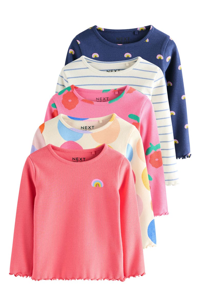 NEXT Kids' Assorted 5-Pack Long Sleeve Rib T-Shirts, Main, color, Multi
