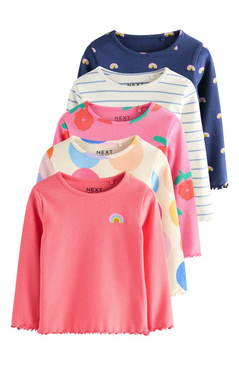 Kids' Assorted 5-Pack Long Sleeve Rib T-Shirts (Little Kid)