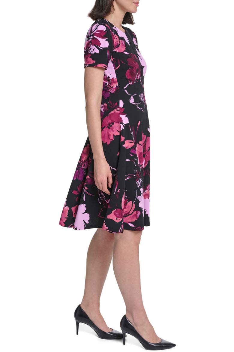 Floral A-Line Dress, Alternate, color, SYRAH MULTI