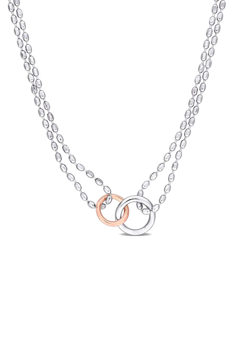 Interlocking Circle Necklace, Main, color, SILVER