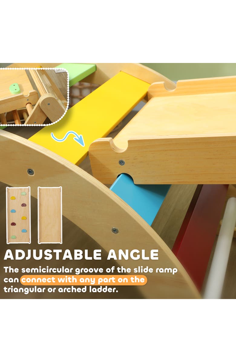 Qaba Pikler Triangle Set, 7 in 1 Indoor Toddler Climbing Toys, Montessori Set, Alternate, color, 