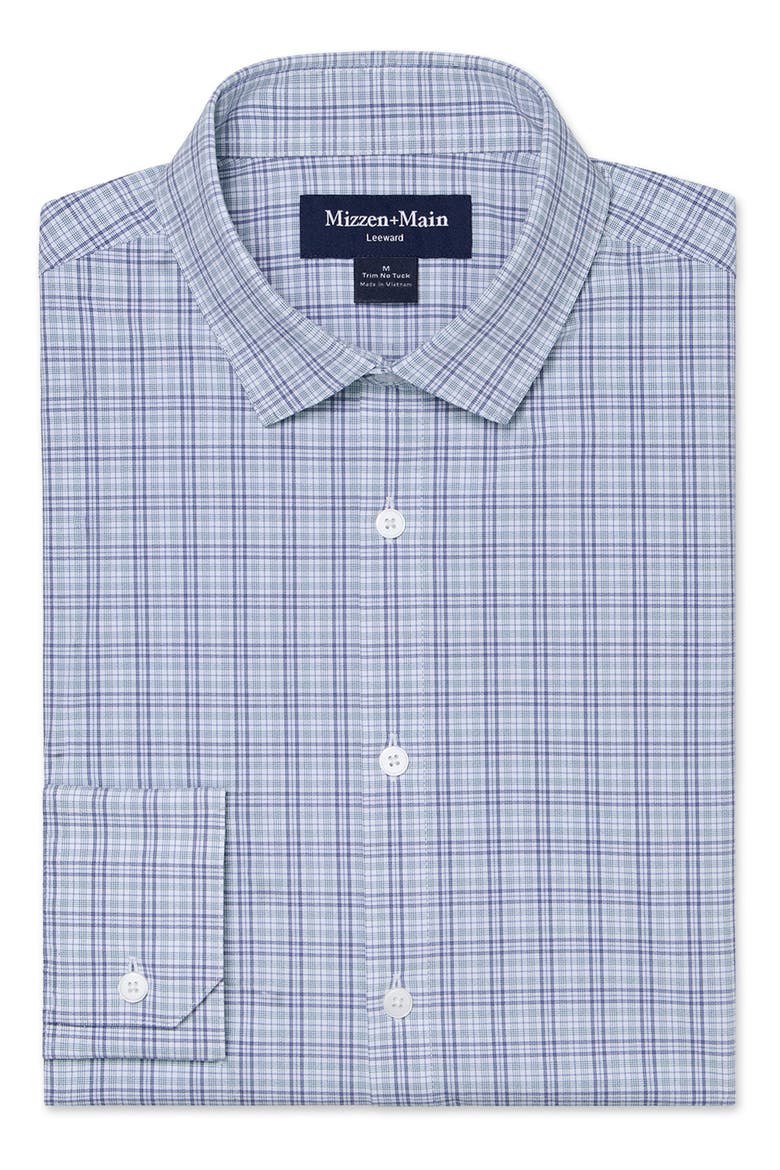 Leeward No Tuck Long Sleeve Dress Shirt, Alternate, color, PERRY BLUE LIAM PLAID