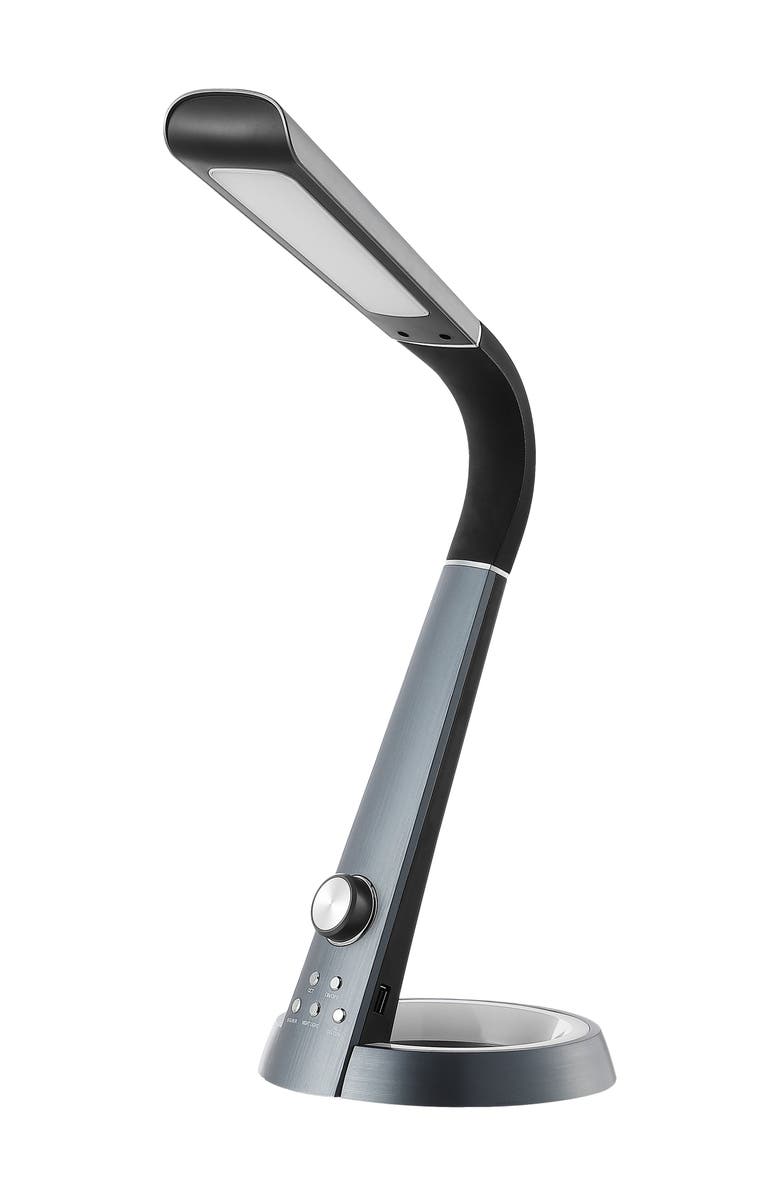 JONATHAN Y Milton 19" Aluminum Contemporary Minimalist Adjustable Head Dimmable USB Charging LED Task Lamp, Alternate, color, Black