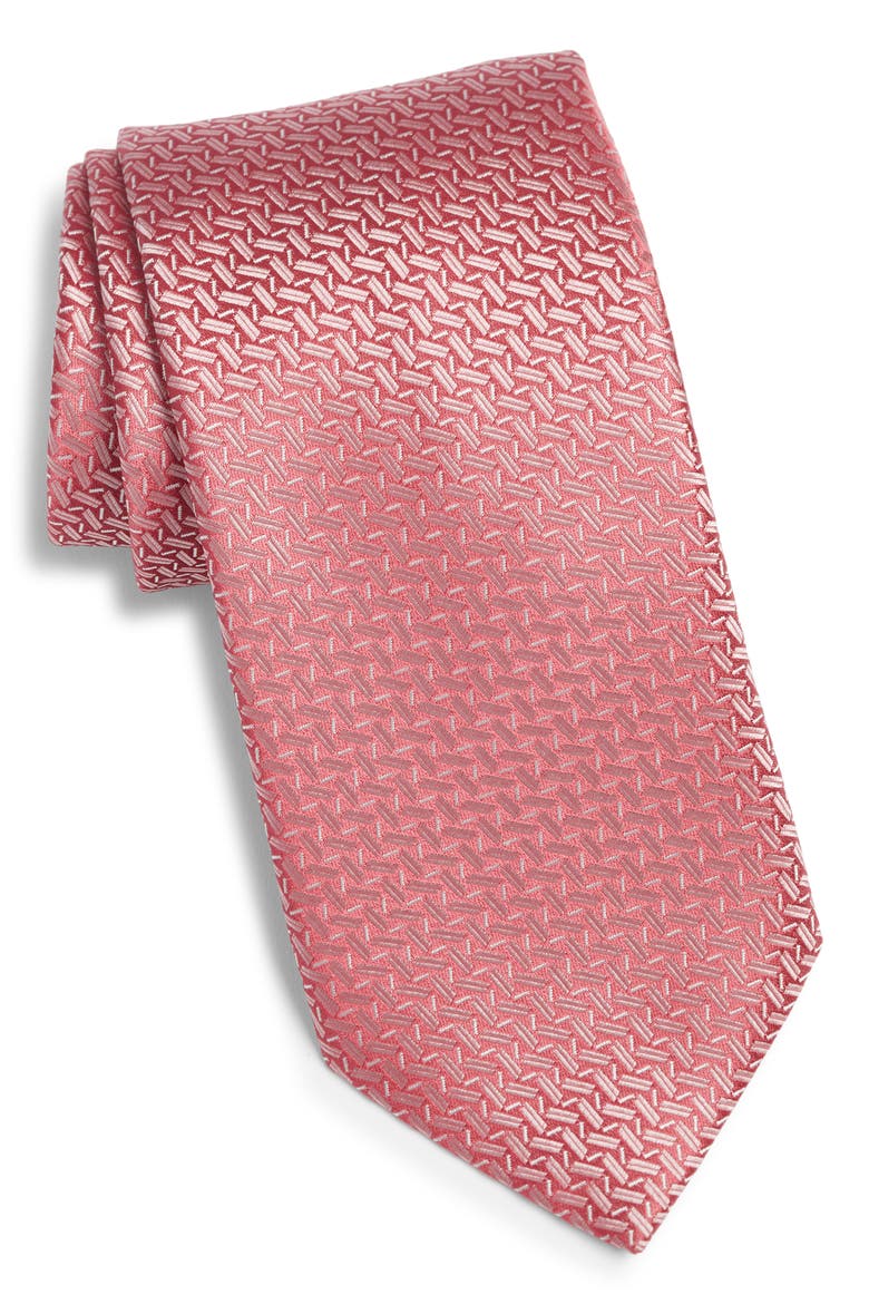 Geometric Silk Tie, Main, color, PINK