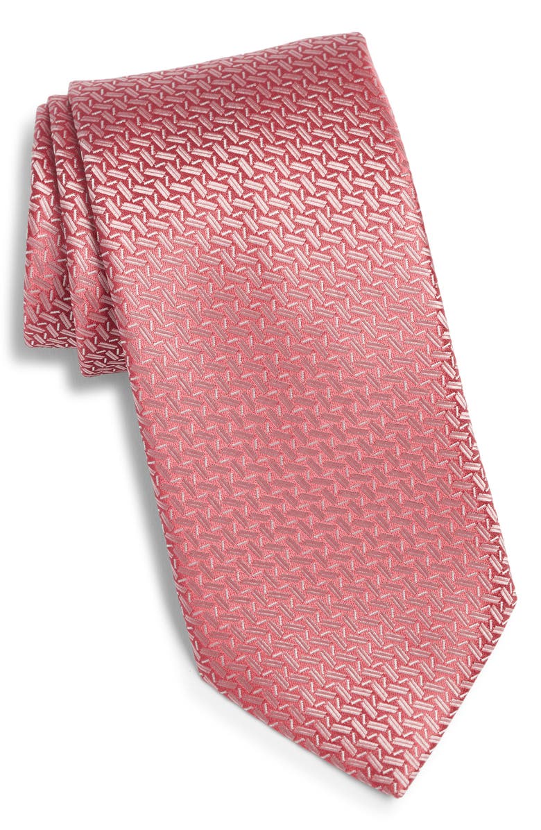 Canali Geometric Silk Tie, Main, color, Pink