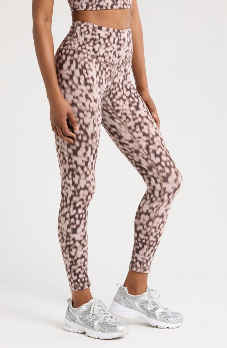 Zella Studio Luxe Print High Waist 7/8 Leggings, Alternate, color, Brown Tortoise Shell