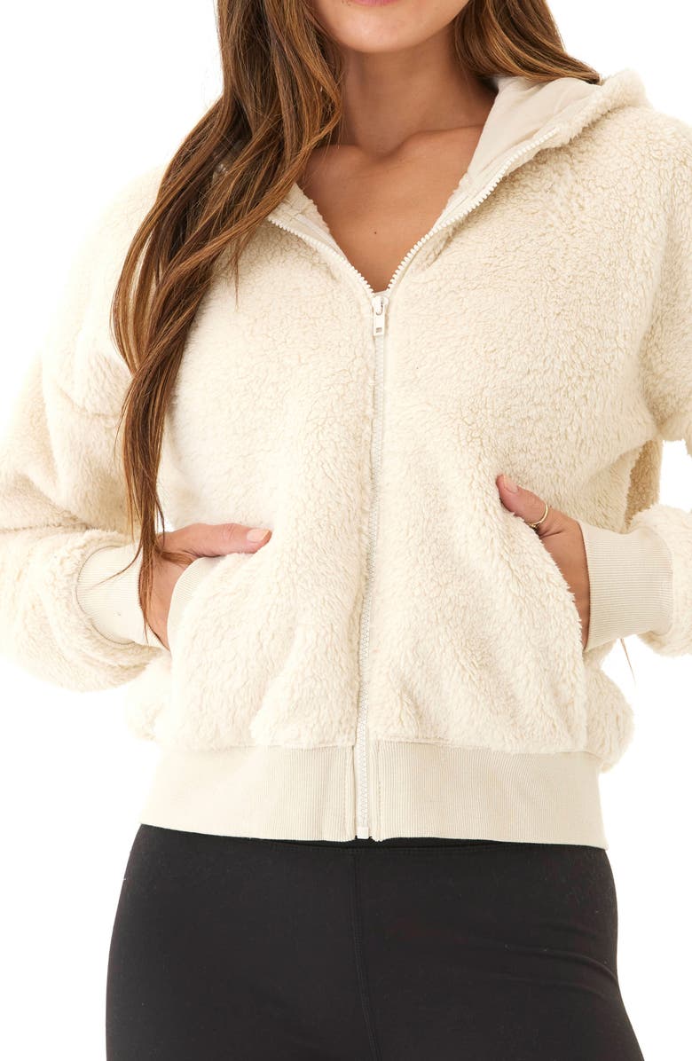 Threads 4 Thought Izara High Pile Fleece Zip Hoodie, Main, color, Tapioca