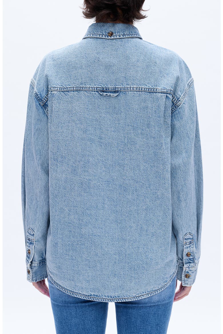 Oversize Denim Button-Up Shirt, Alternate, color, LIGHT BLUE