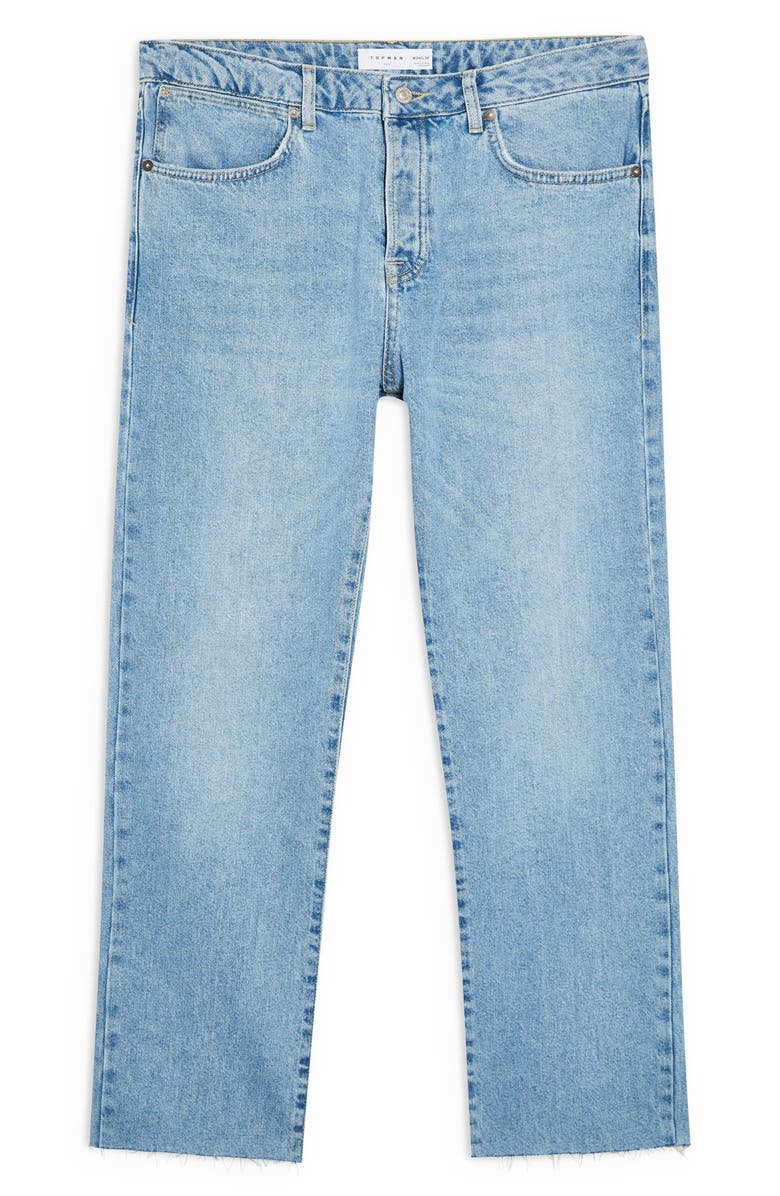 Topman Bleach Straight Leg Raw Hem Dad Jeans, Alternate, color, 