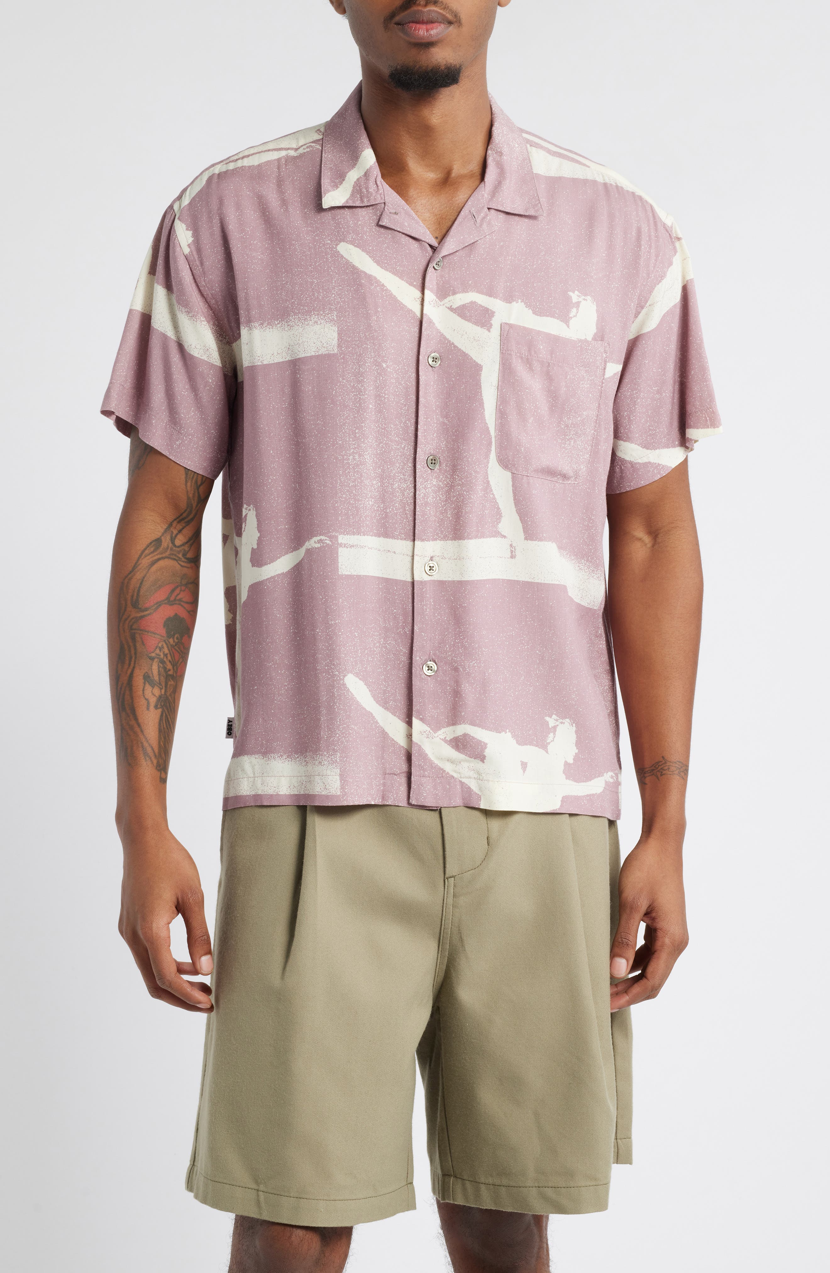 Obey Jacques Oversize Arabesque Print Camp Shirt