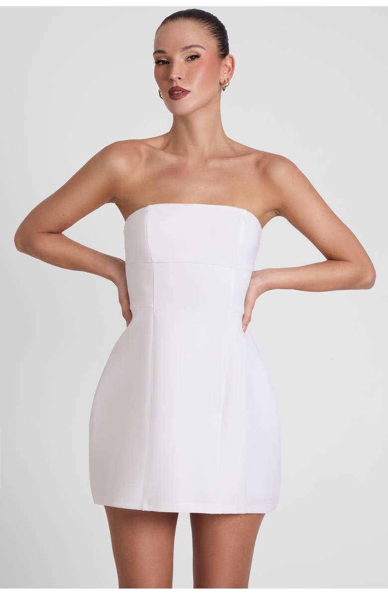 LEAU Eres Strapless Bustier Mini Dress, Main, color, White