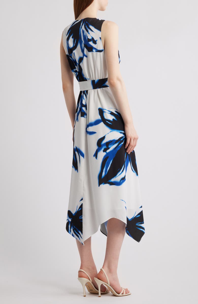 Anne Klein Print Sleeveless Asymmetric Midi Dress, Alternate, color, 