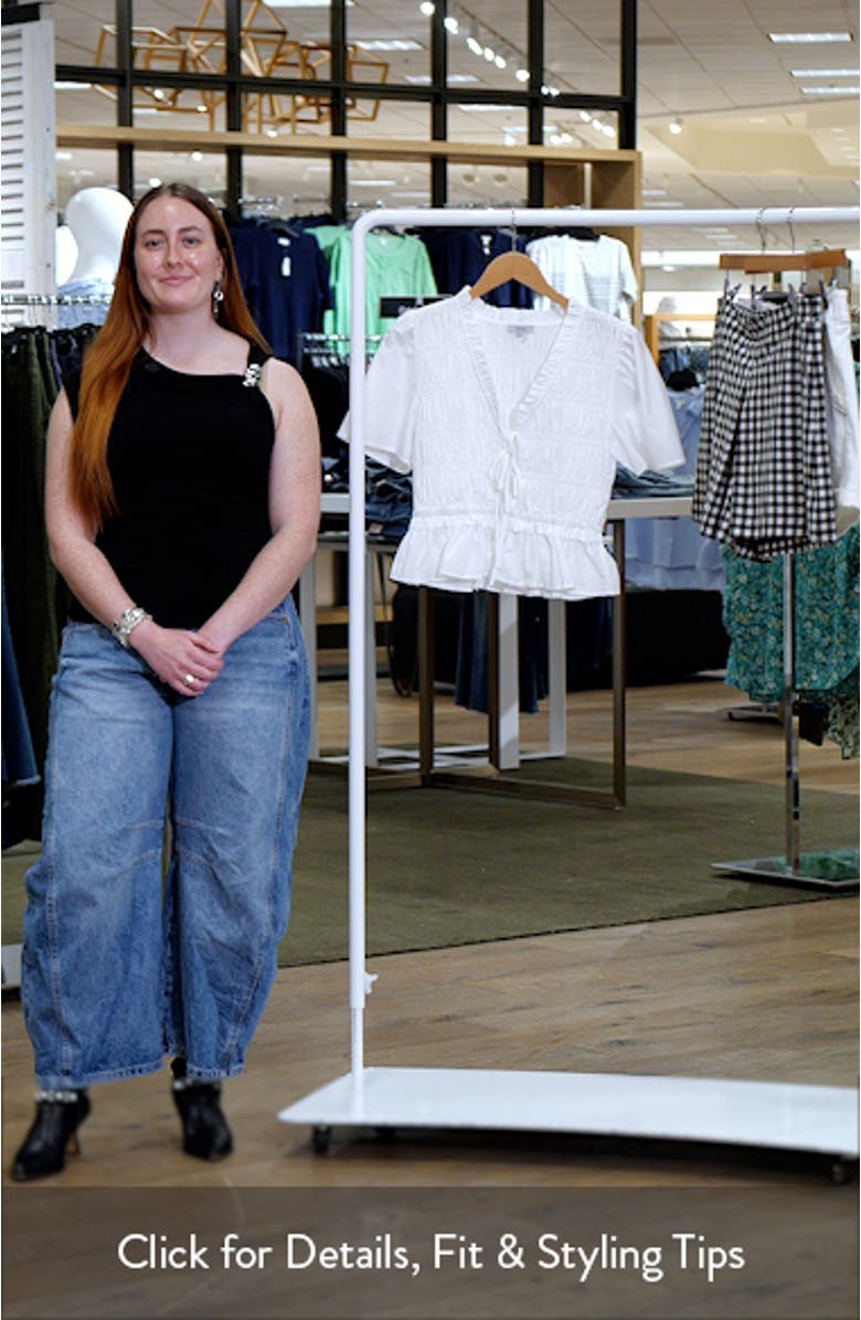 Portia Smocked Ruffle Cotton Blend Crop Top, sales video thumbnail