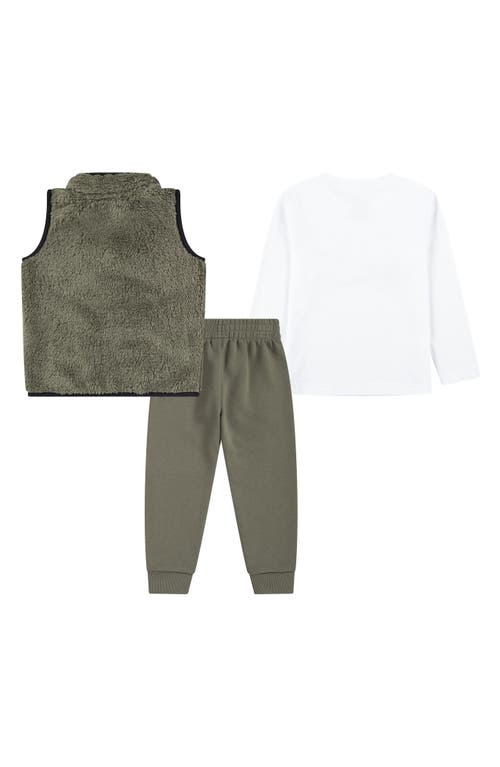 Nike Kids' Future Utility Faux Shearling Vest, Logo T-shirt & Fleece Joggers Set In Green