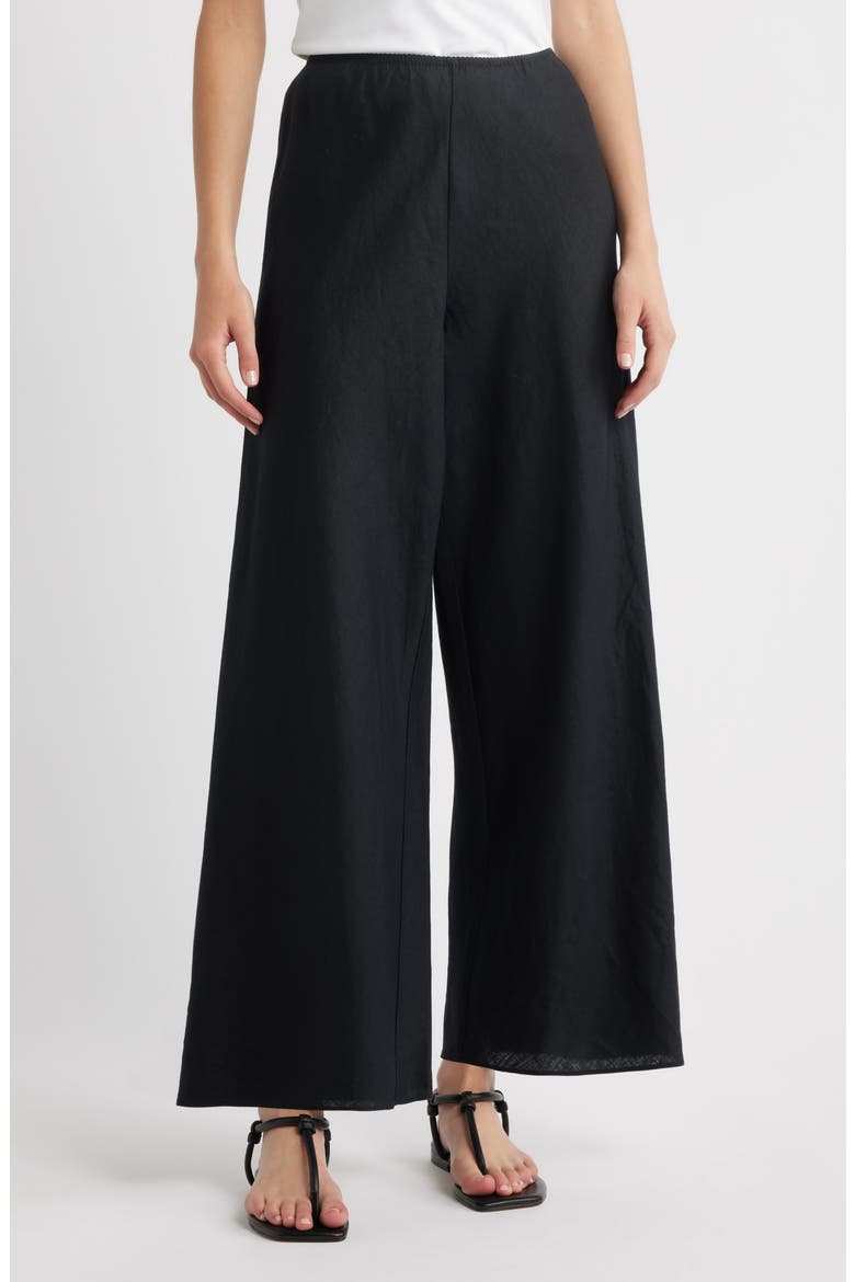 Lavon Linen Wide Leg Pants, Main, color, BLACK