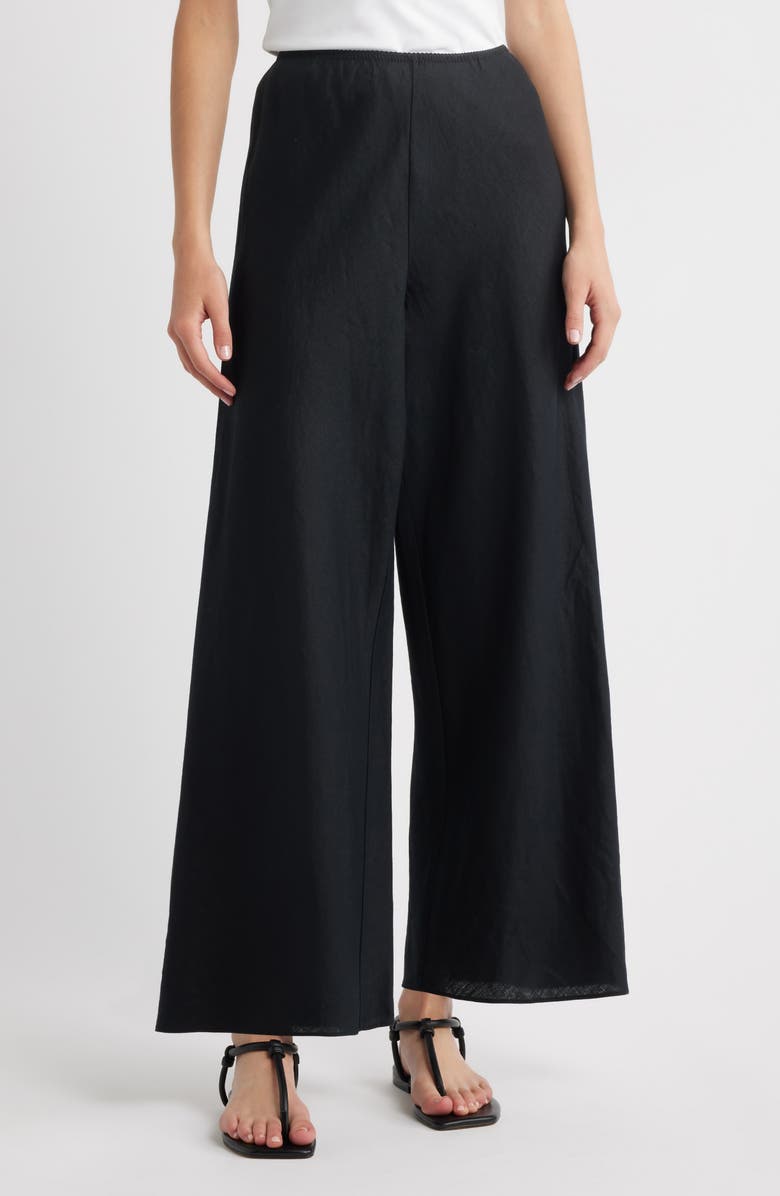 DÔEN Lavon Linen Wide Leg Pants, Main, color, Black