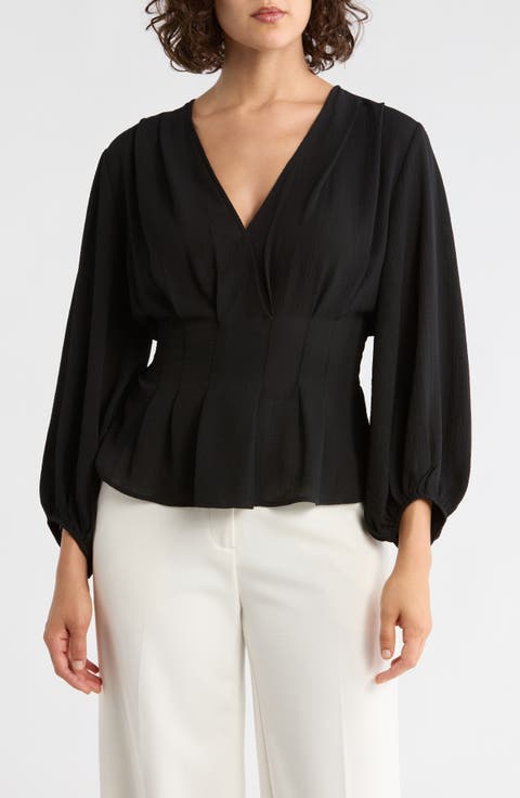 Ruffle Neck Long Sleeve Top
