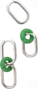 seree Della Convertible link large silver jade earrings