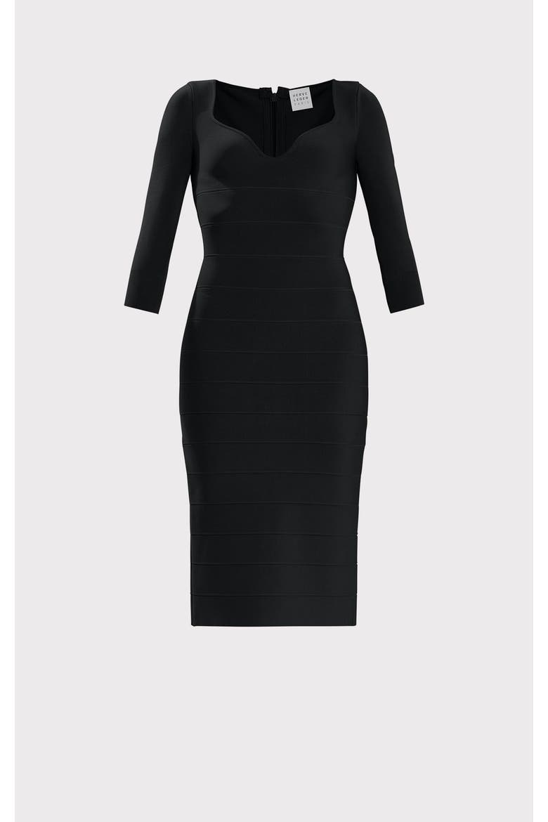 Icon Sweetheart Midi Dress, Alternate, color, BLACK