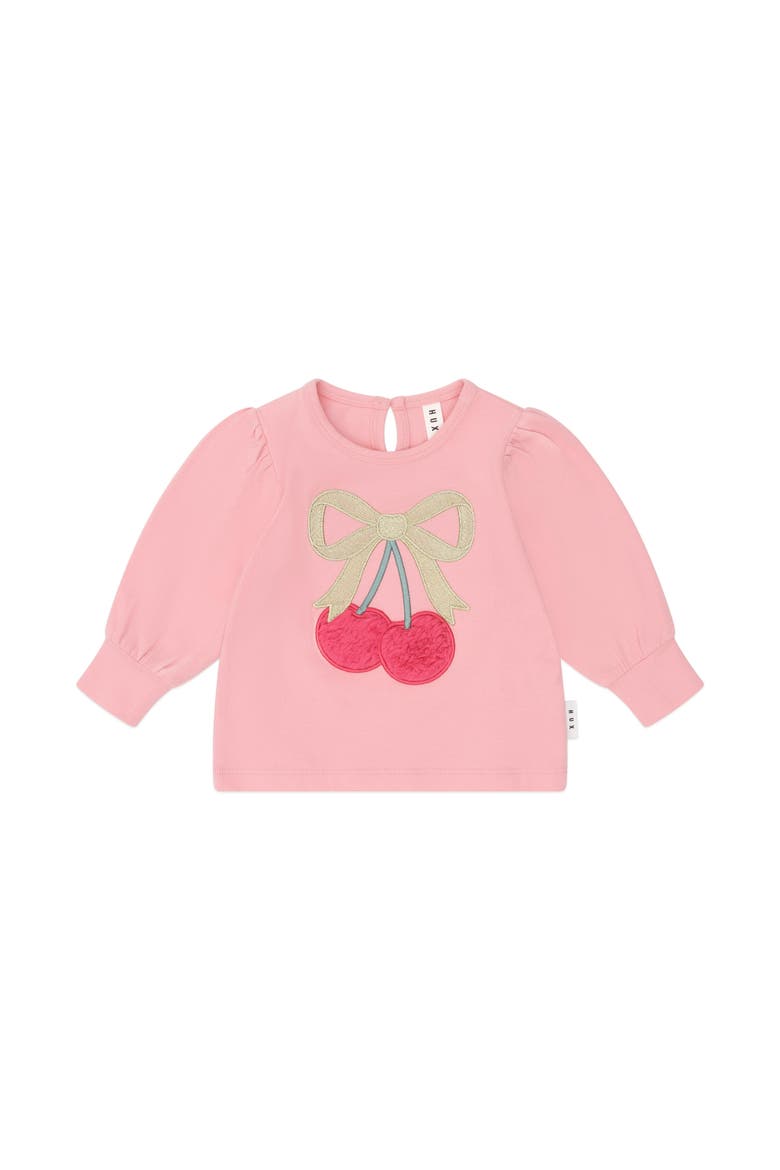Cherry Bow Puff Sleeve Top, Main, color, Dusty Pink