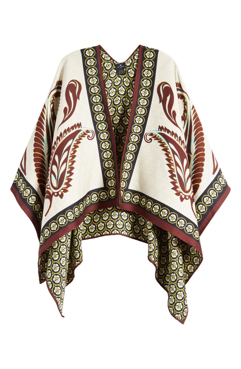 Etro Mixed Print Cotton Reversible Cape, Main, color,