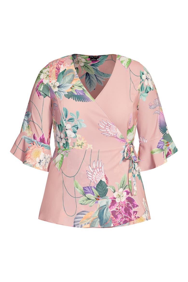 Floral Peplum Wrap Blouse, Alternate, color, HEARTWINE FLORAL