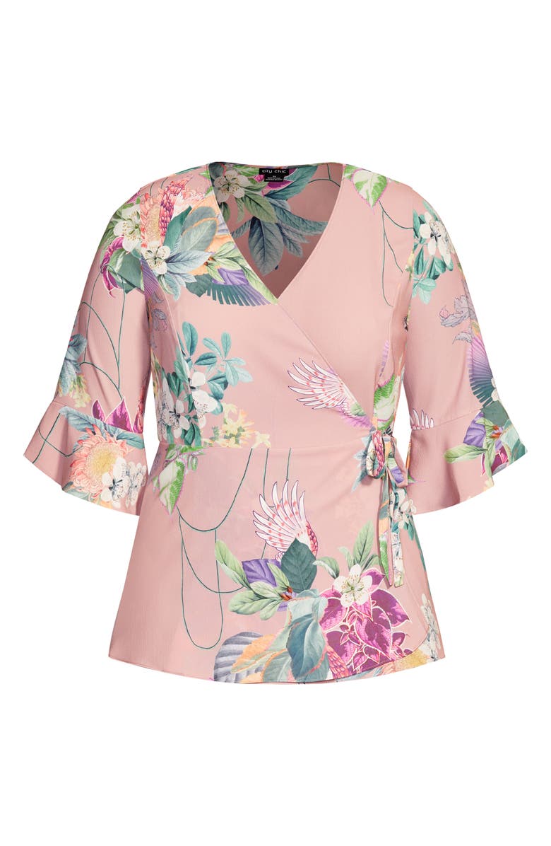 City Chic Floral Peplum Wrap Blouse, Alternate, color,