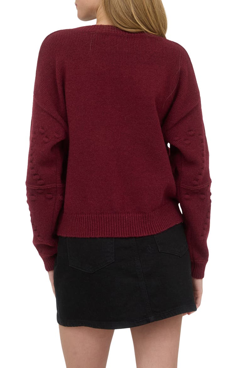 Pompom Sweater, Alternate, color, BURGUNDY