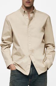 MANGO Regular Fit Stretch Cotton Button-Down Shirt
