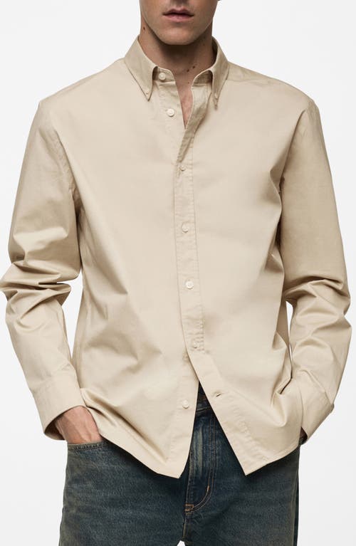 Mango Chemise Regular Fit Coton In Beige