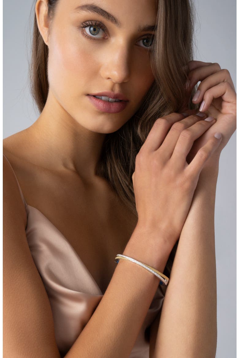 Caviar Lux Diamond Bangle, Alternate, color, SILVER/ DIAMOND