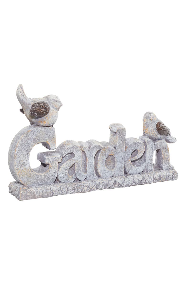 SONOMA SAGE HOME White Polystone Indoor & Outdoor Bird Garden Sculpture with Garden Sign, Alternate, color, 