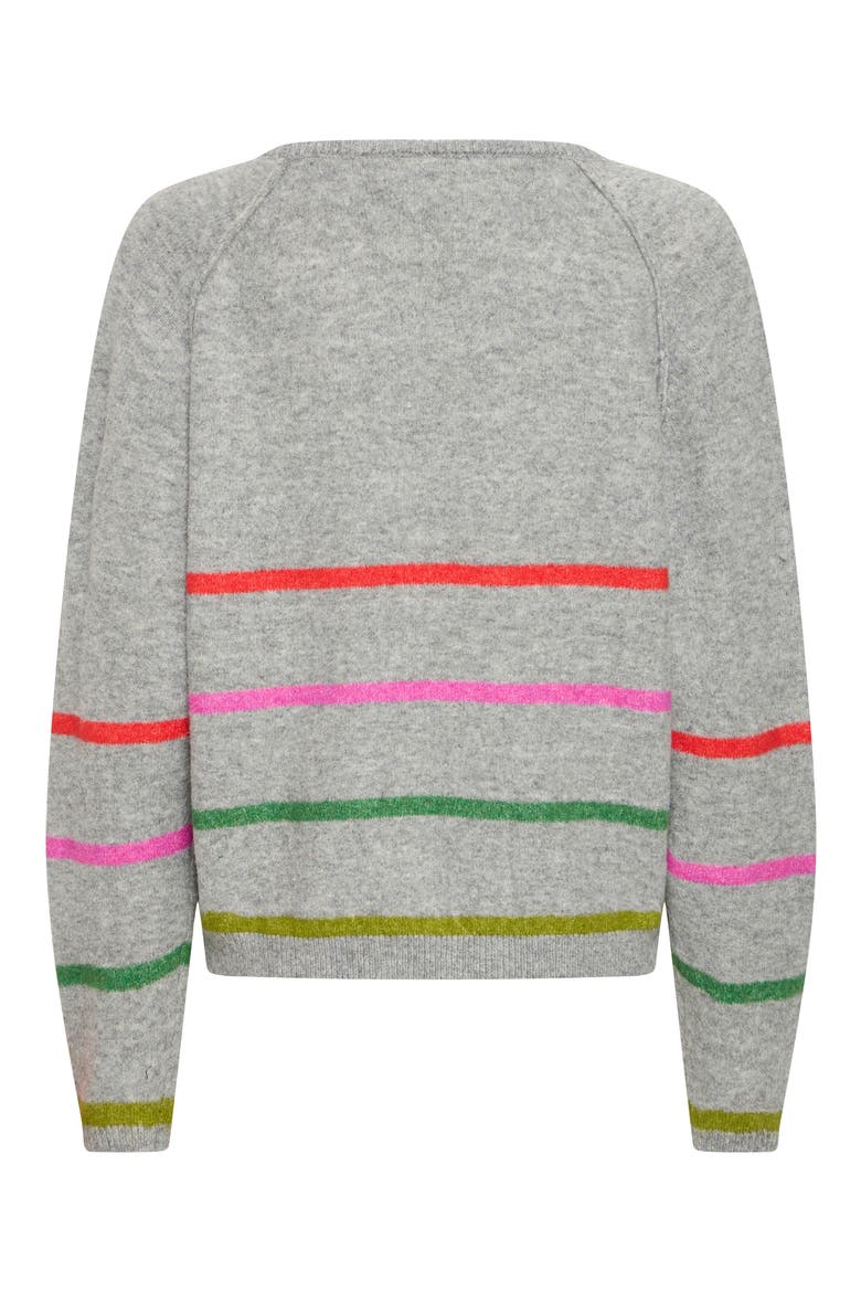 Striped Crewneck Sweater, Alternate, color, GREY MELANGE W MULTICOL STRIPE