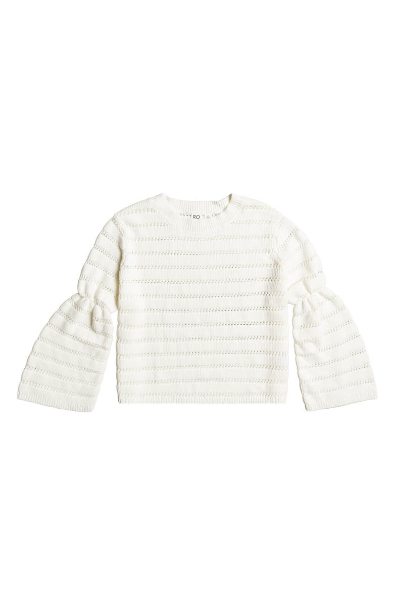 Roxy Aloha Open Stitch Cotton Blend Sweater, Alternate, color, Snow White