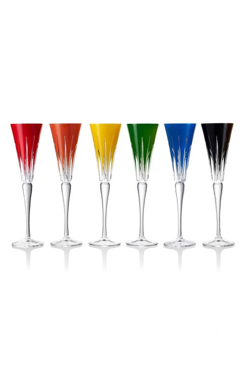 New Year Firework Set of 6 Toasting Flutes