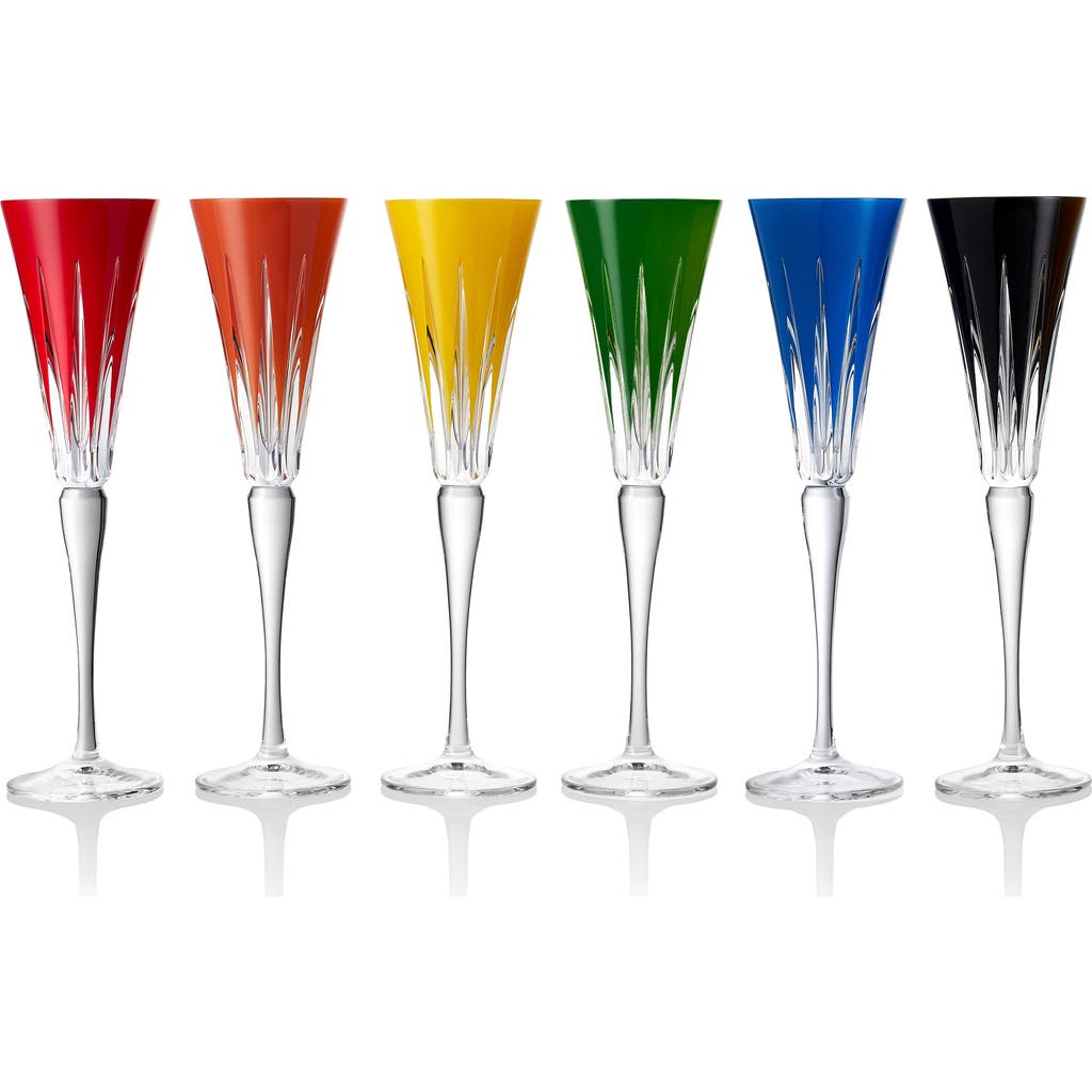 Waterford New Year Firework Champagne Flute Glasses, Set Of 6 Mixed In Assorted