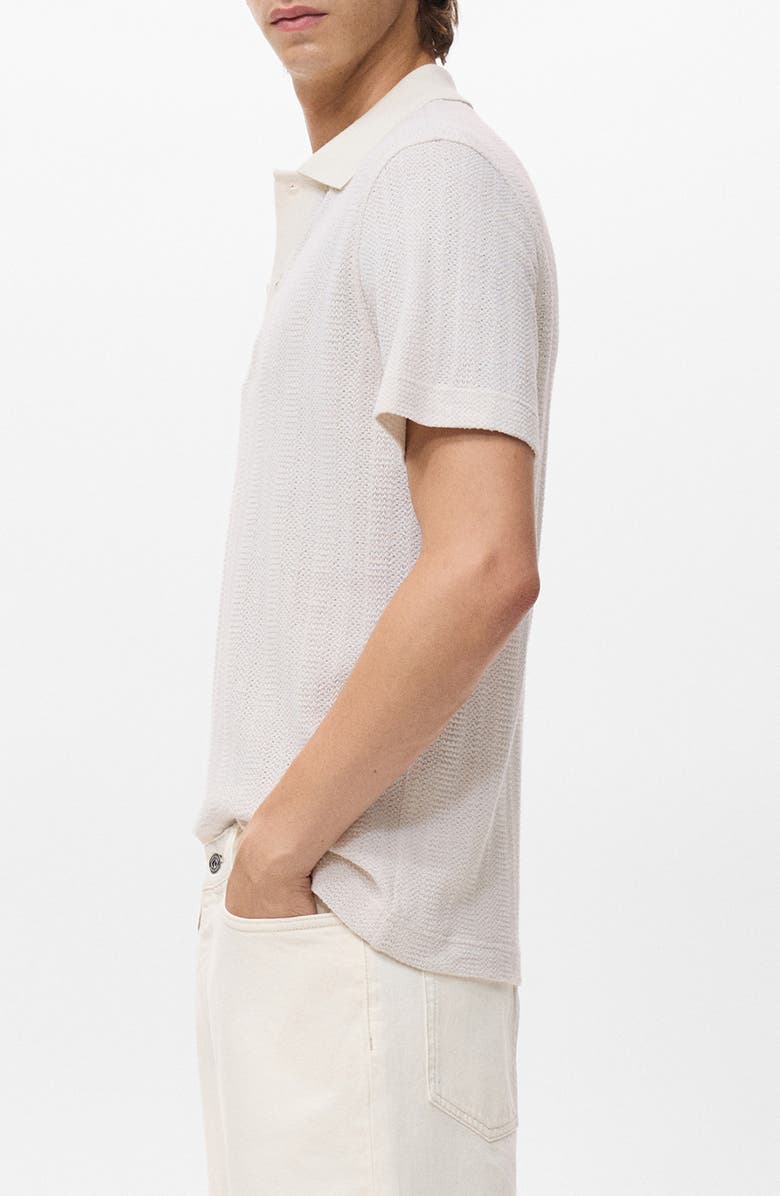 MANGO Regular Fit Openwork Polo, Alternate, color, Off White