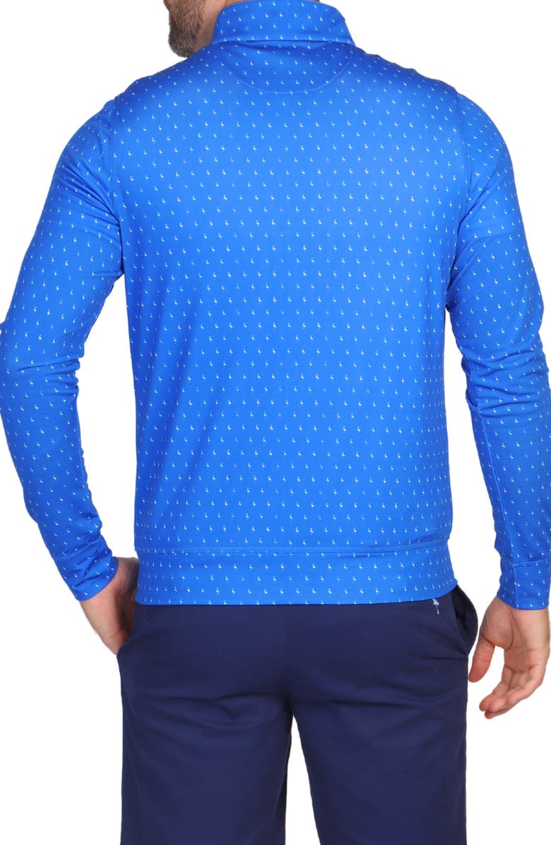 TailorByrd Byrds Tees Print Quarter Zip Performance Polo, Alternate, color, Royal Blue