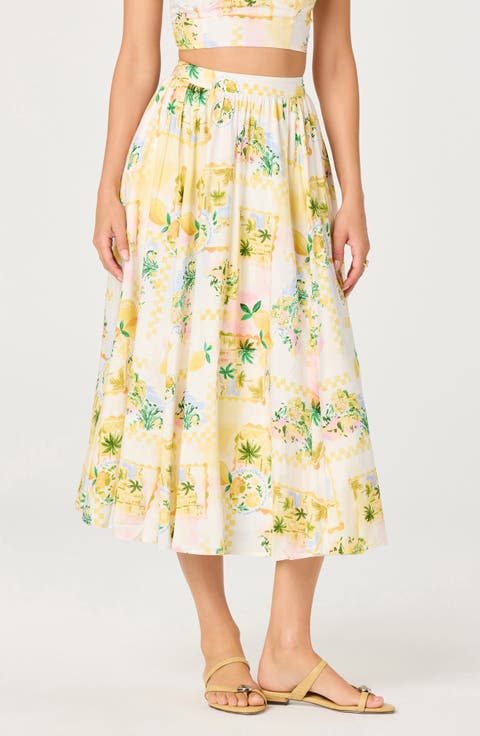 Kaleigh Print A-Line Midi Skirt